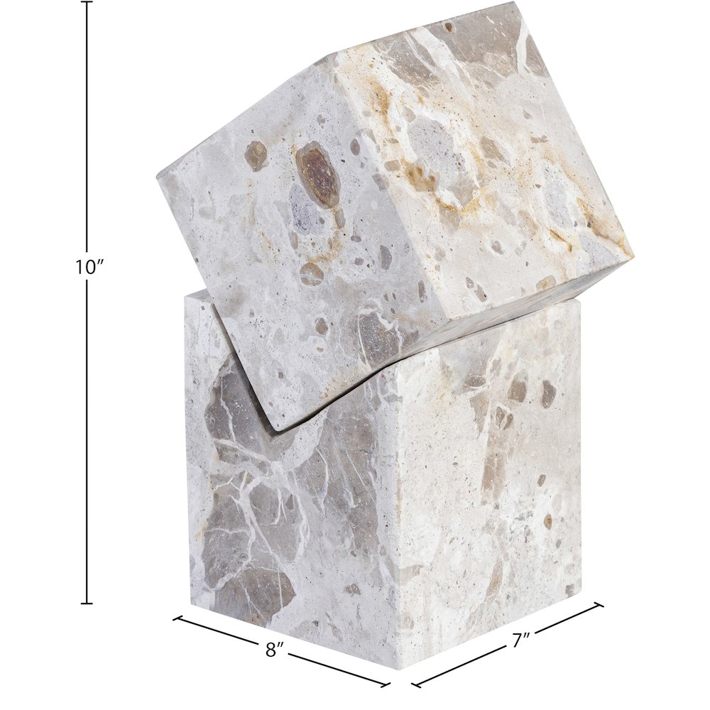 Quad Beige Marble Decorative Cube. Picture 5