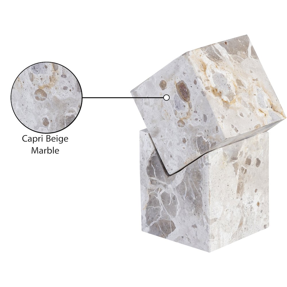 Quad Beige Marble Decorative Cube. Picture 3