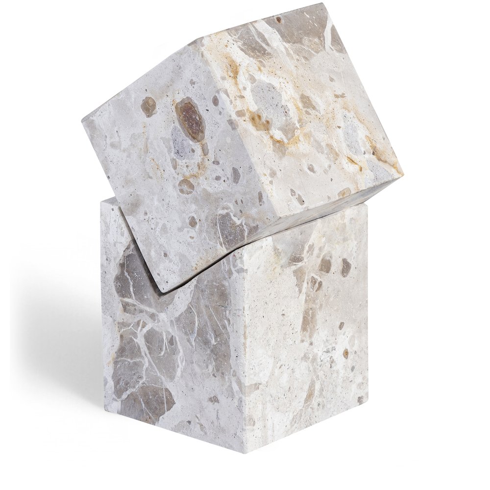Quad Beige Marble Decorative Cube. Picture 1