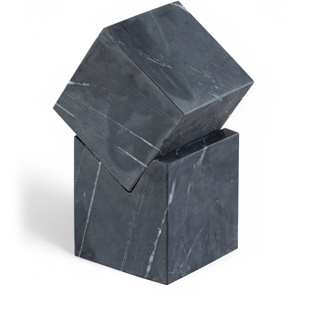 Quad Black Marble Decorative Cube. Picture 1