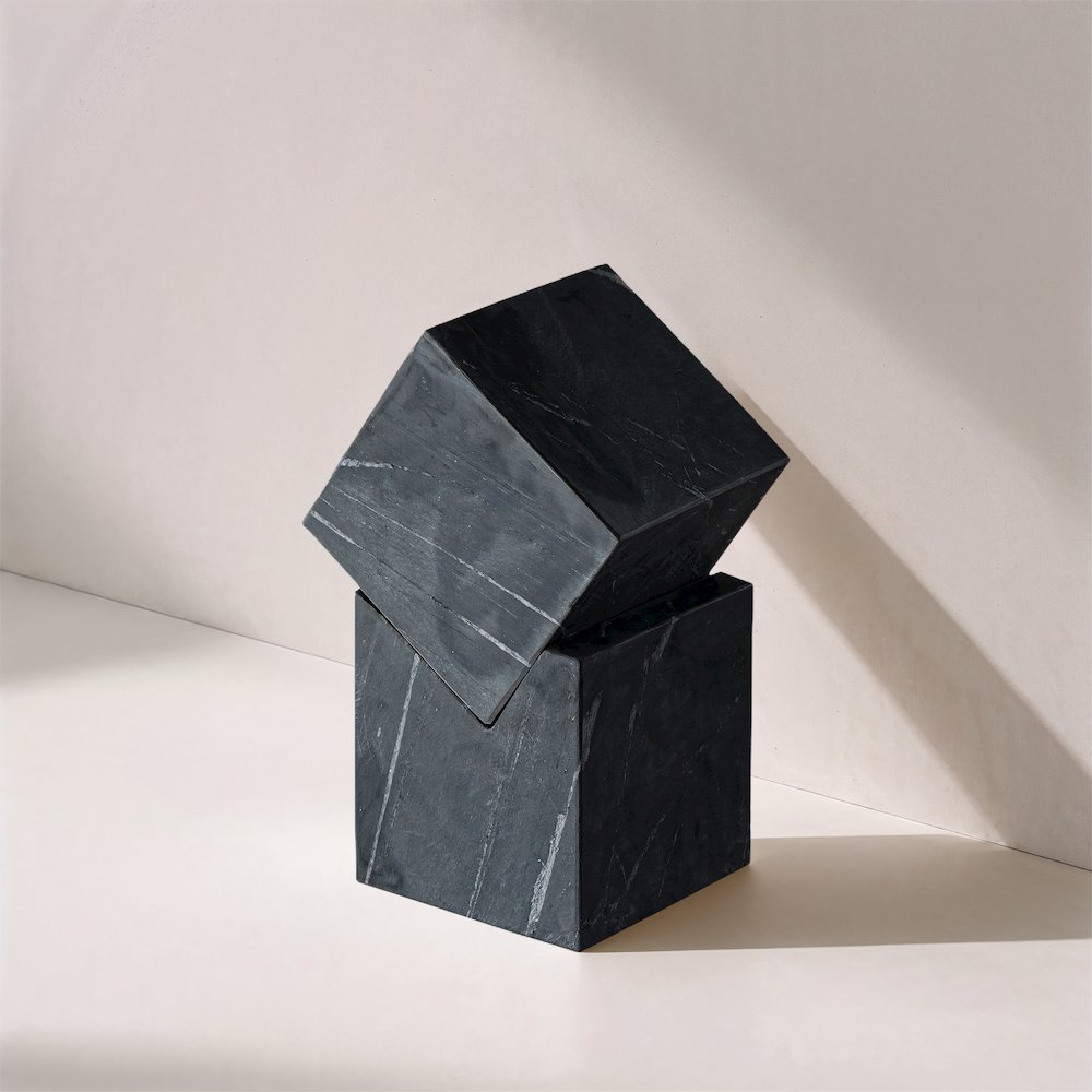 Quad Black Marble Decorative Cube. Picture 4