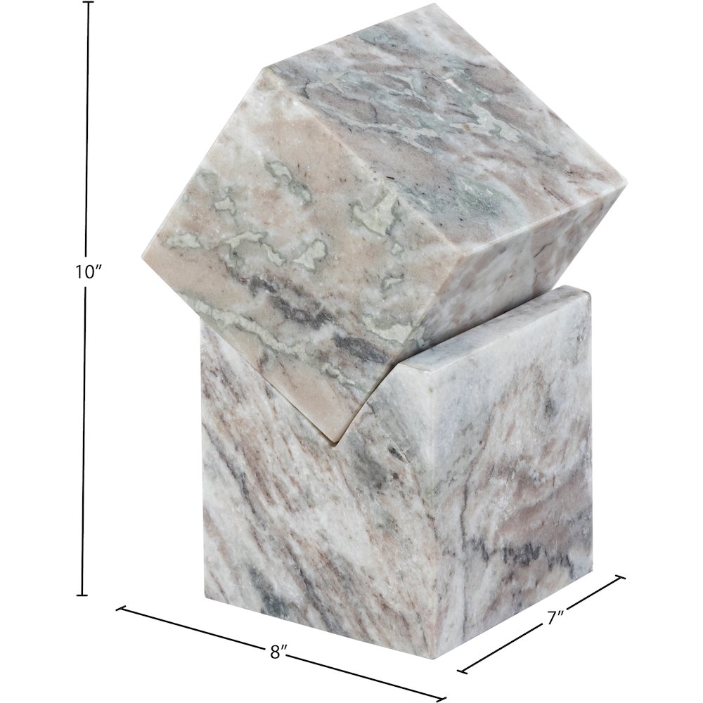 Quad Brown Marble Decorative Cube. Picture 5