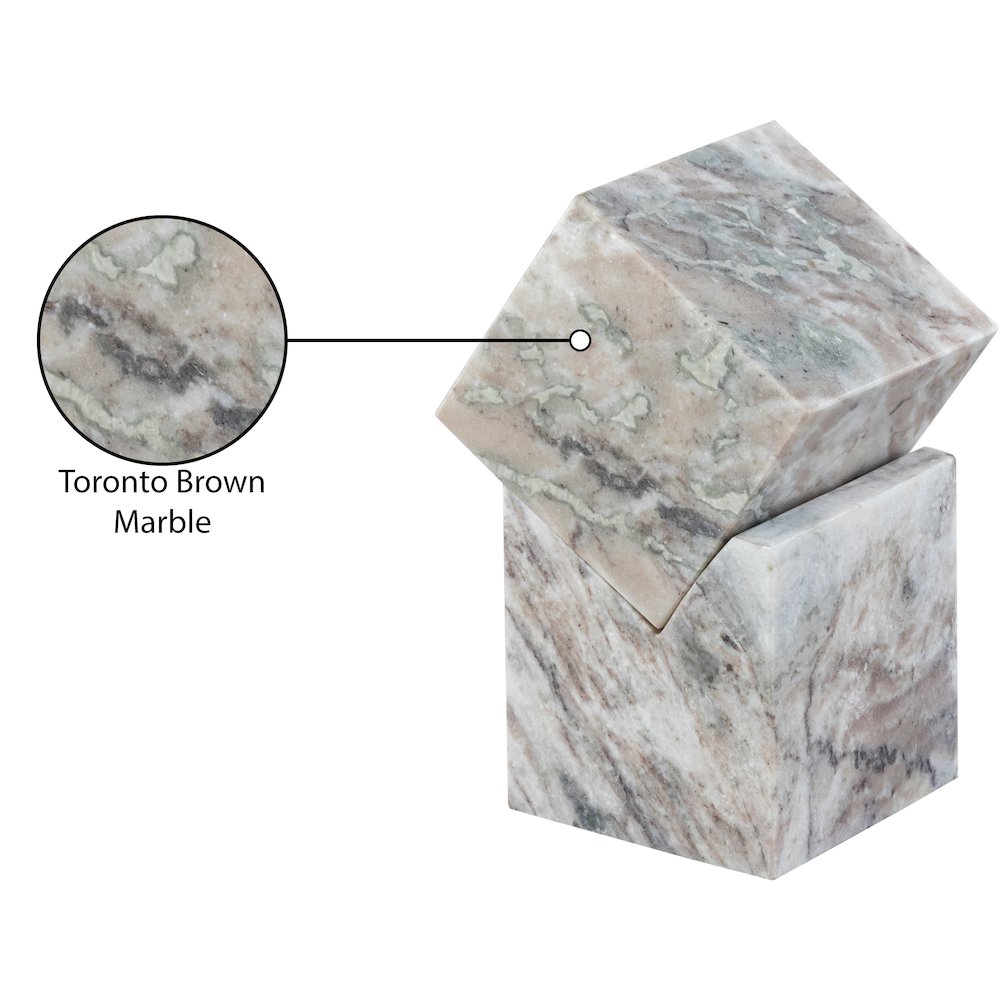 Quad Brown Marble Decorative Cube. Picture 3