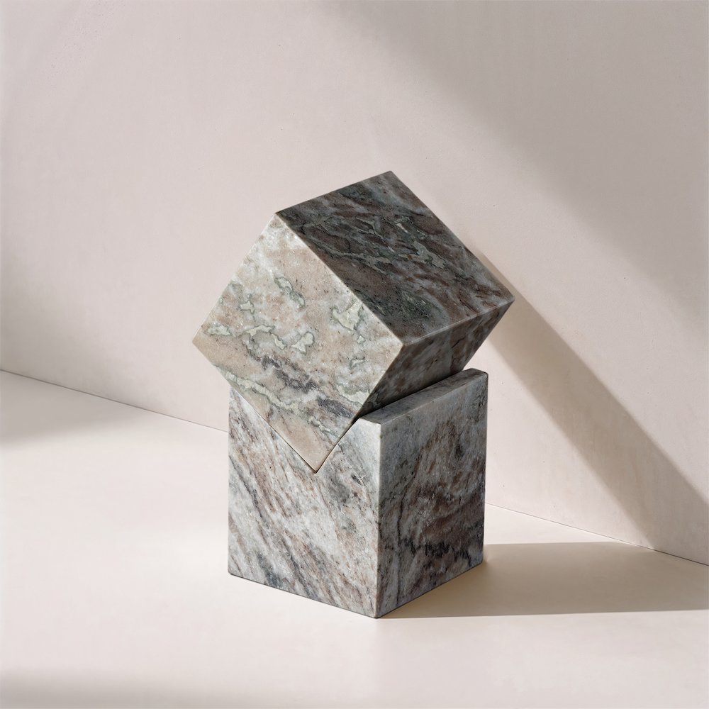 Quad Brown Marble Decorative Cube. Picture 4