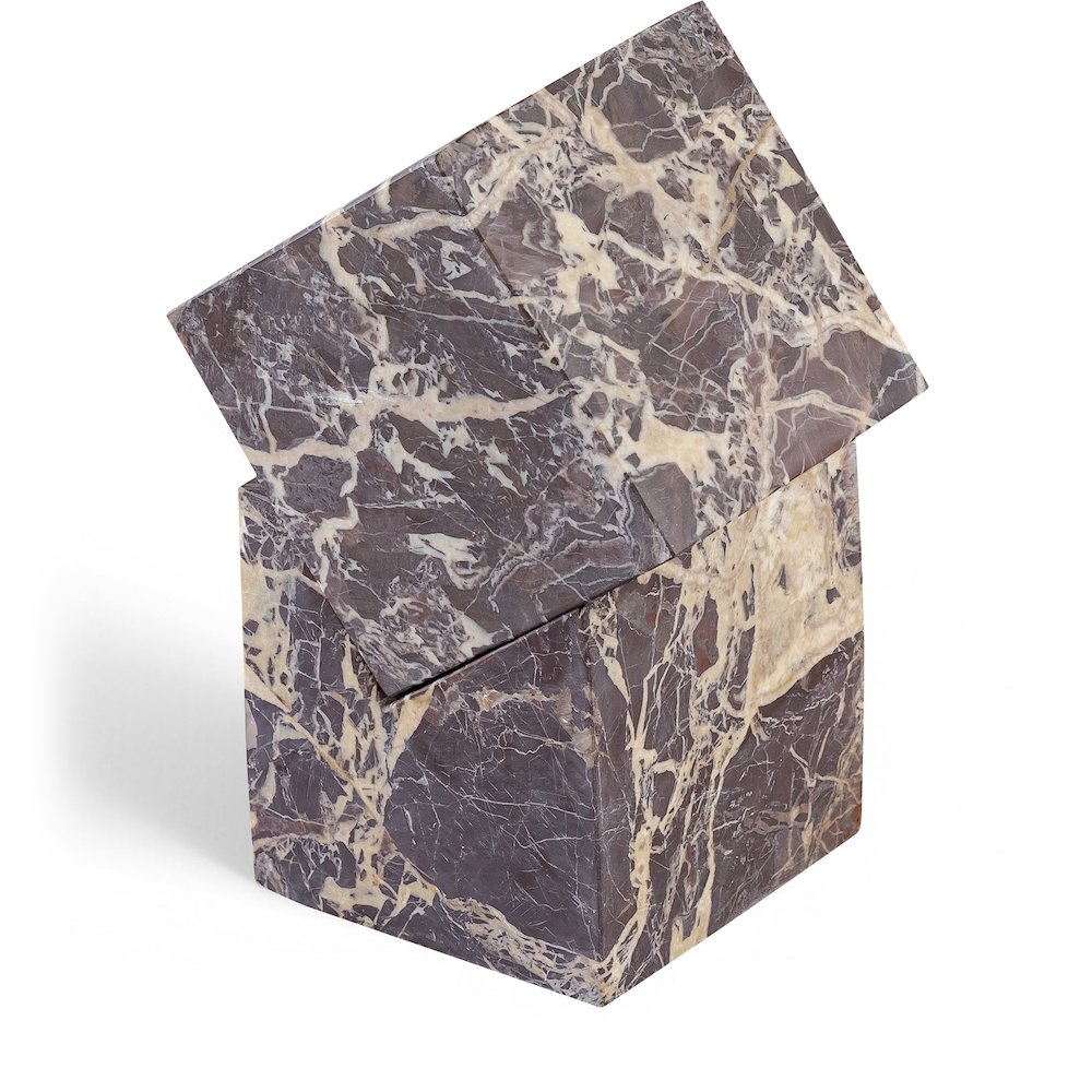 Quad Cherry Marble Decorative Cube. Picture 1