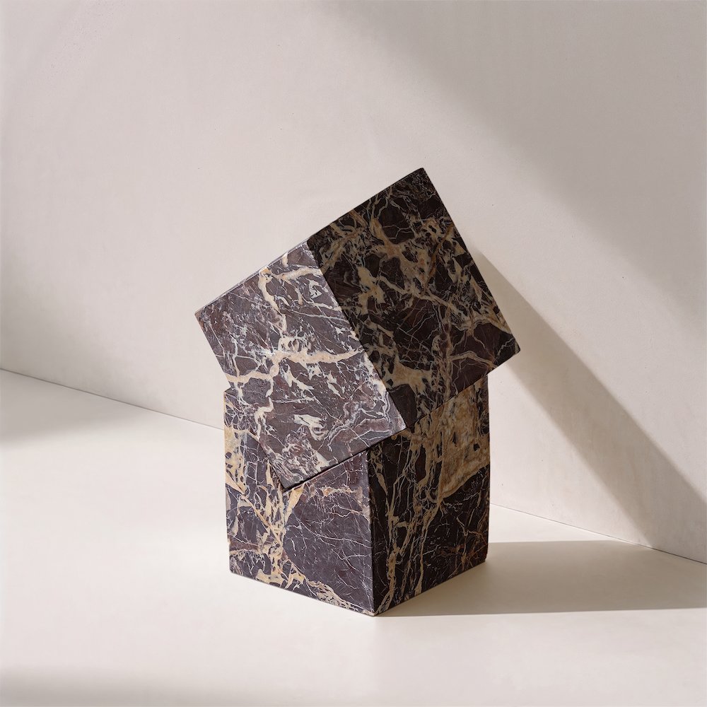 Quad Cherry Marble Decorative Cube. Picture 4