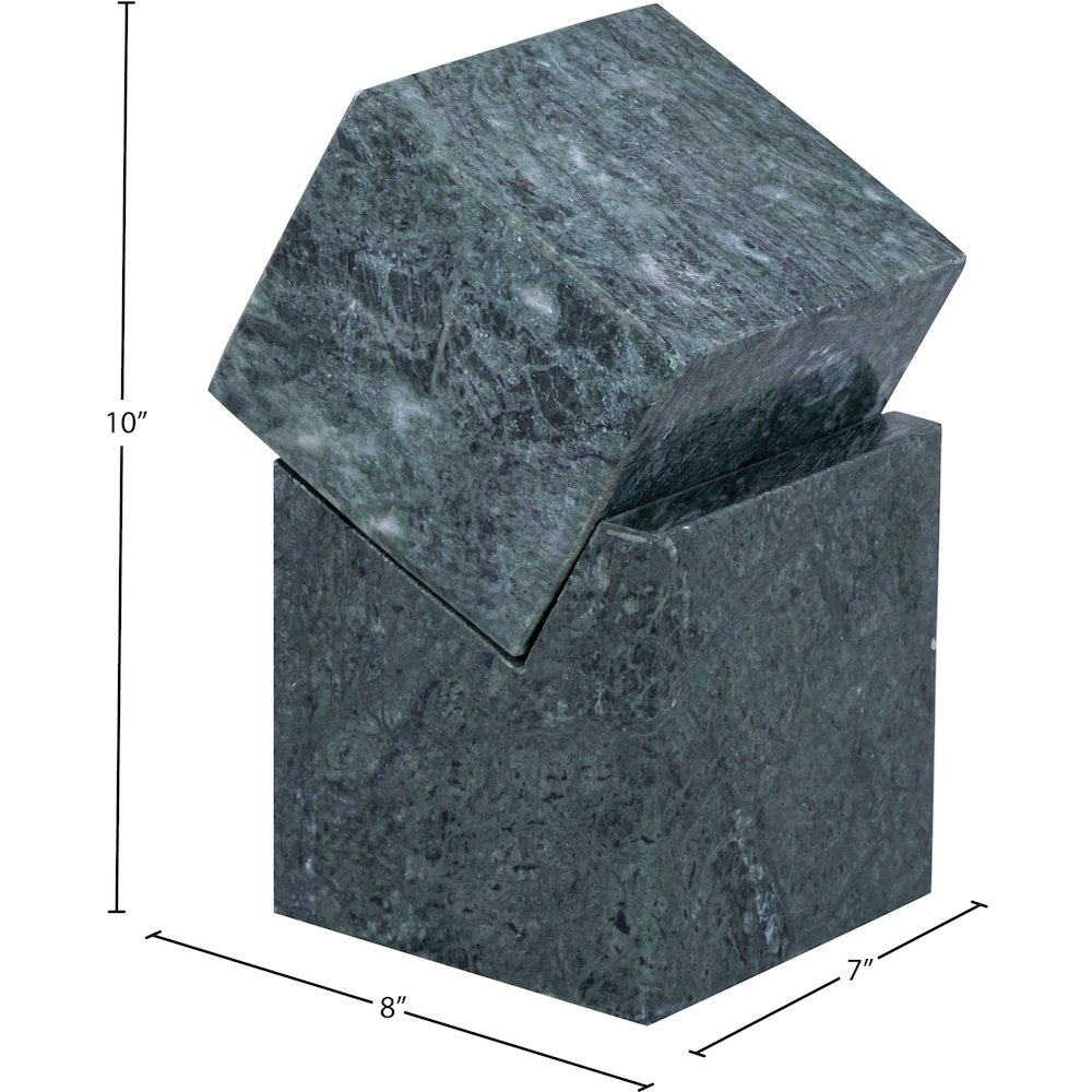 Quad Green Marble Decorative Cube. Picture 5