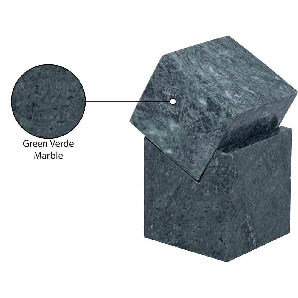 Quad Green Marble Decorative Cube. Picture 3