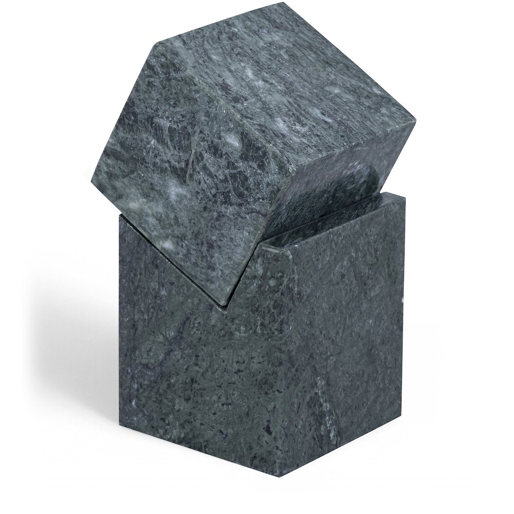 Quad Green Marble Decorative Cube. Picture 1