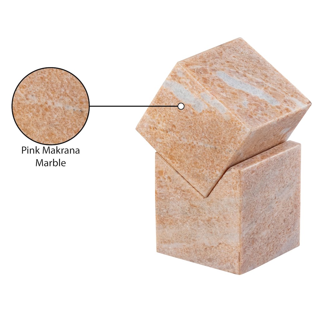 Quad Pink Marble Decorative Cube. Picture 3