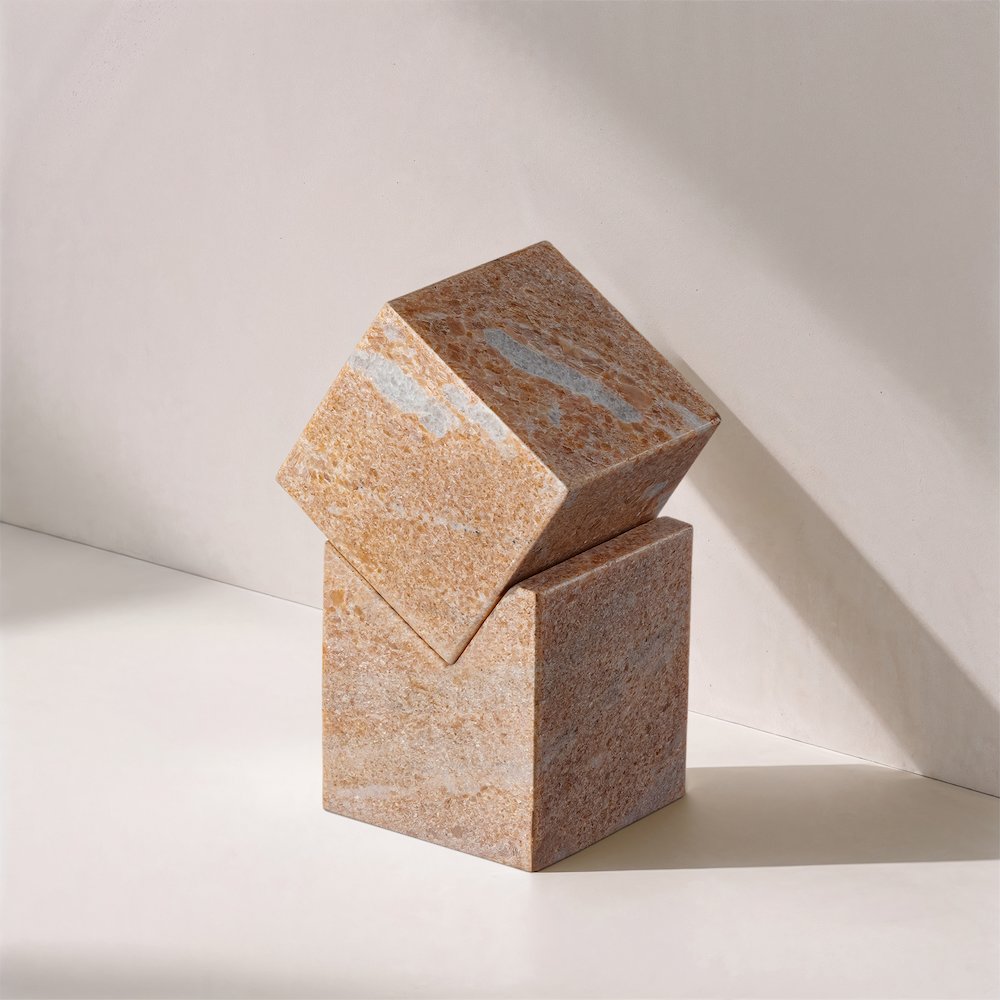 Quad Pink Marble Decorative Cube. Picture 4