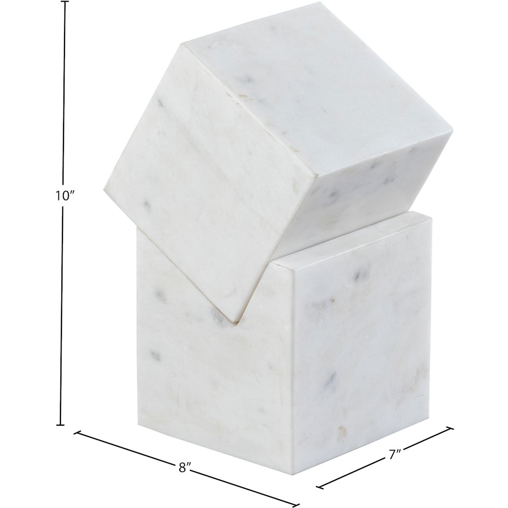 Quad White Marble Decorative Cube. Picture 5
