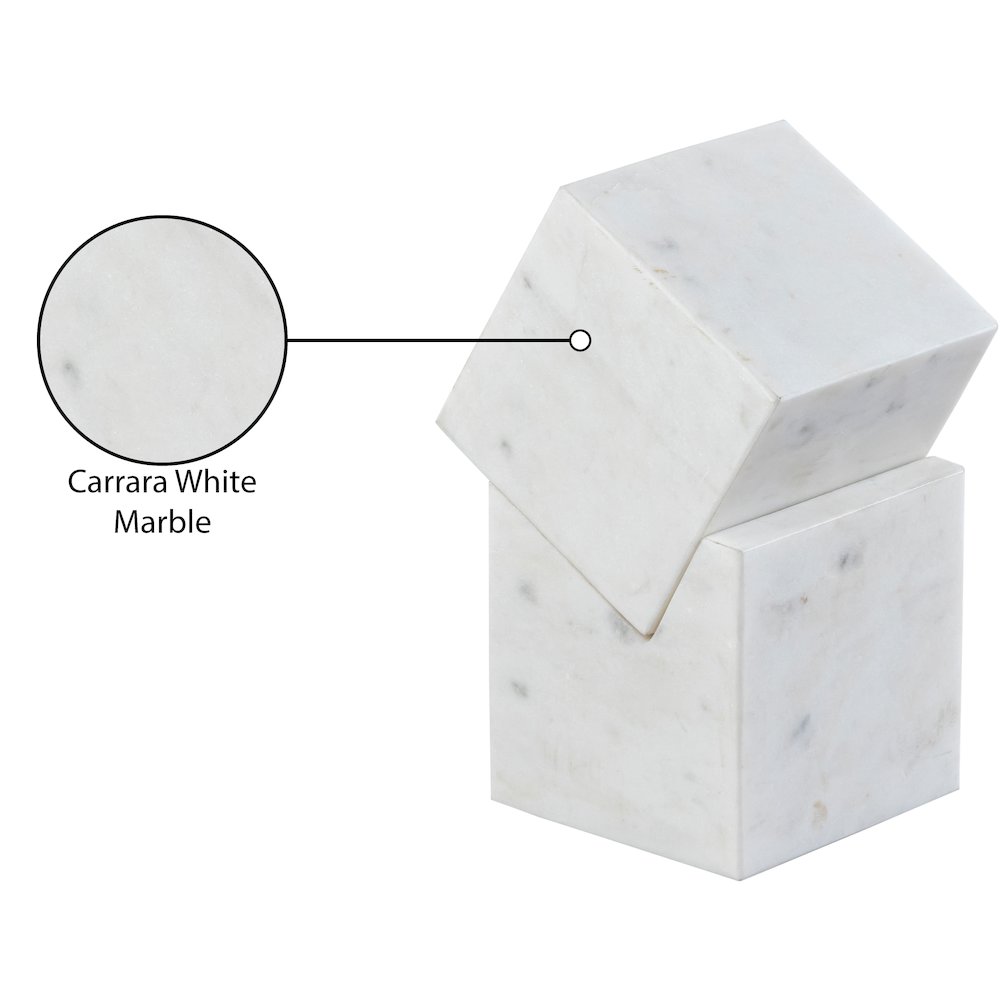 Quad White Marble Decorative Cube. Picture 3