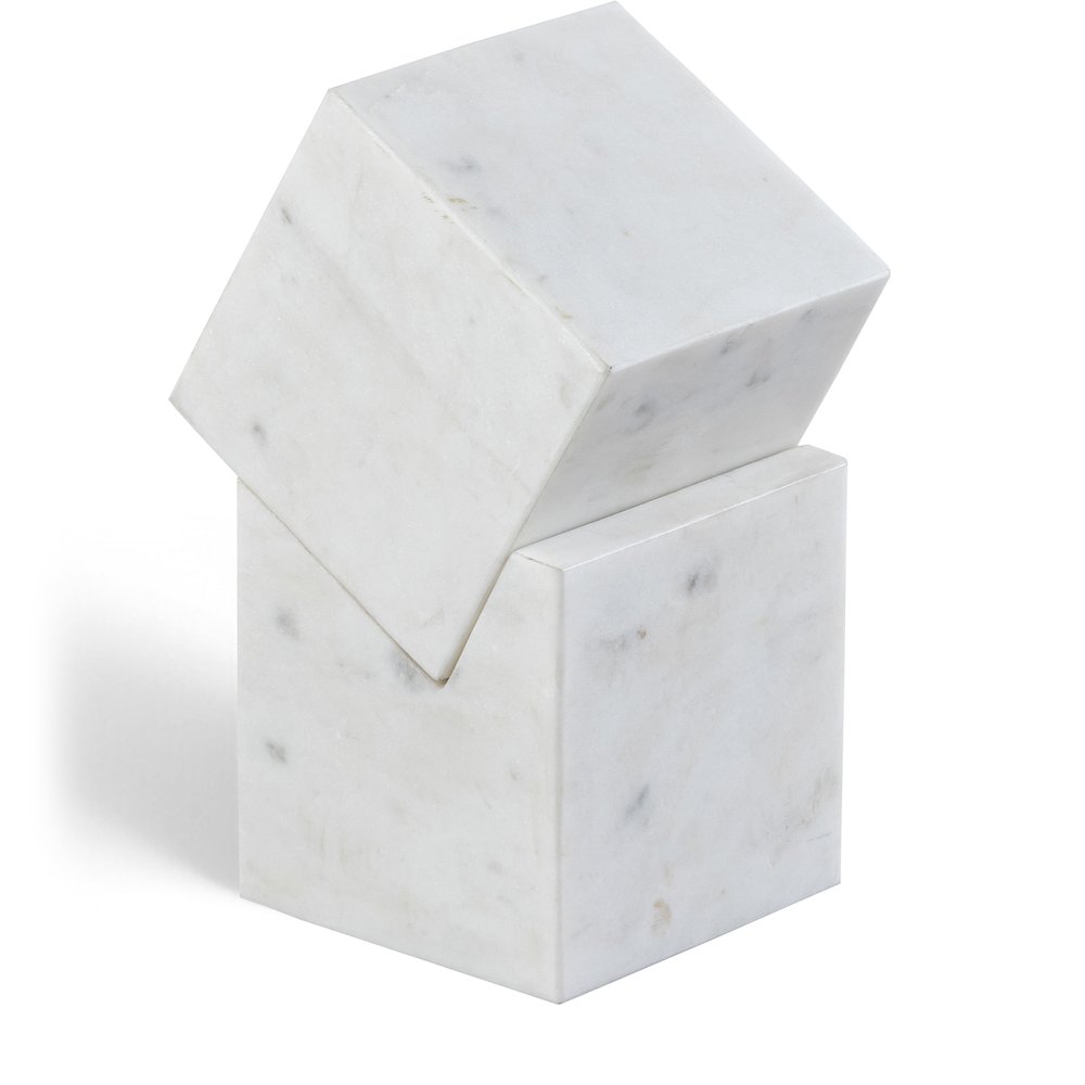 Quad White Marble Decorative Cube. Picture 1