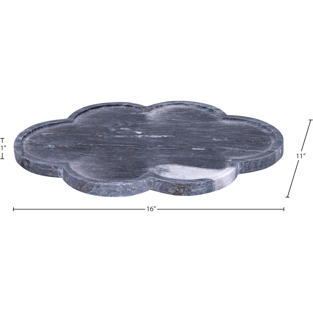 Rimini Black Clover Shaped Marble Tray. Picture 5