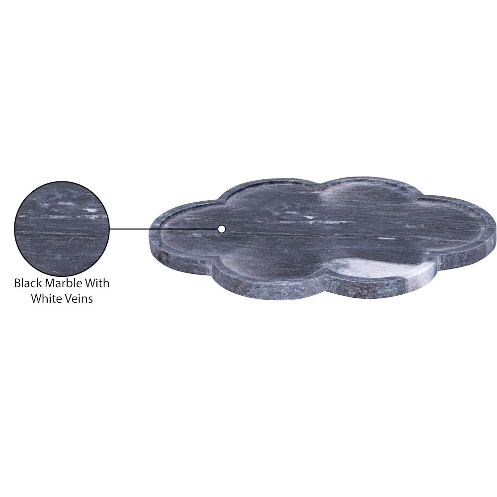 Rimini Black Clover Shaped Marble Tray. Picture 3