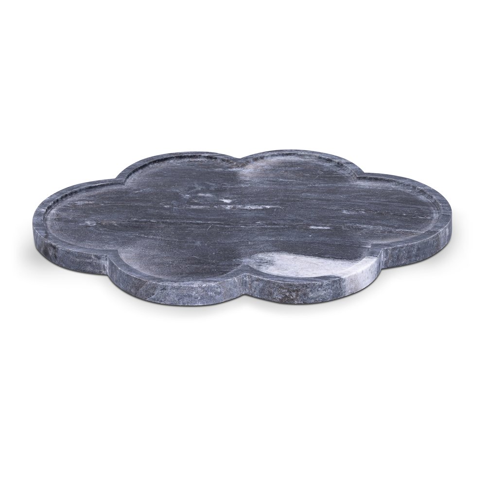 Rimini Black Clover Shaped Marble Tray. Picture 1