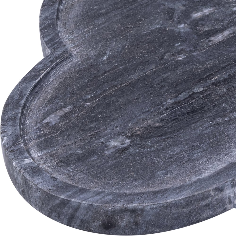 Rimini Black Clover Shaped Marble Tray. Picture 2