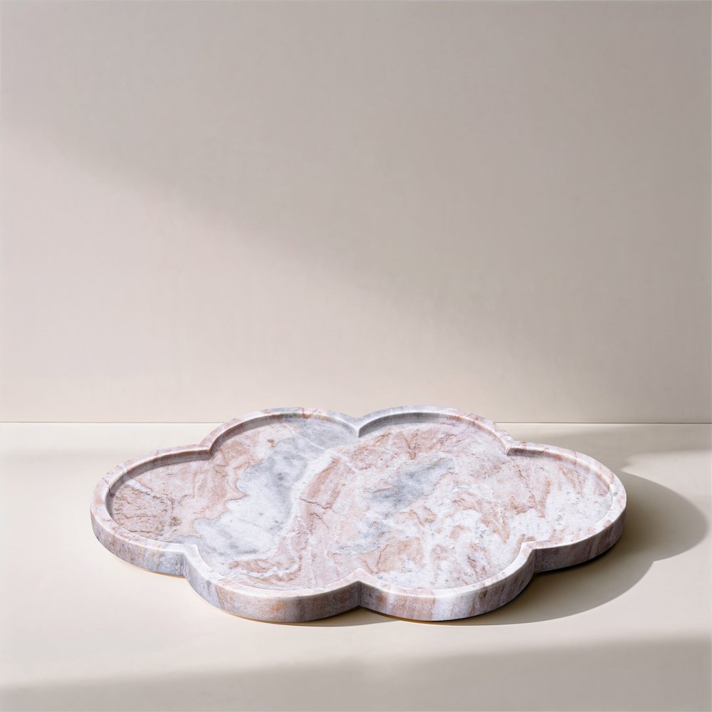 Rimini Brown Clover Shaped Marble Tray. Picture 4