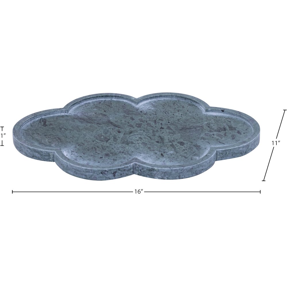 Rimini Green Clover Shaped Marble Tray. Picture 5