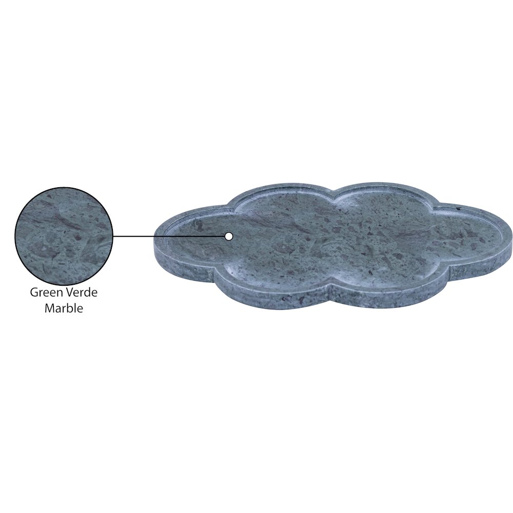 Rimini Green Clover Shaped Marble Tray. Picture 3