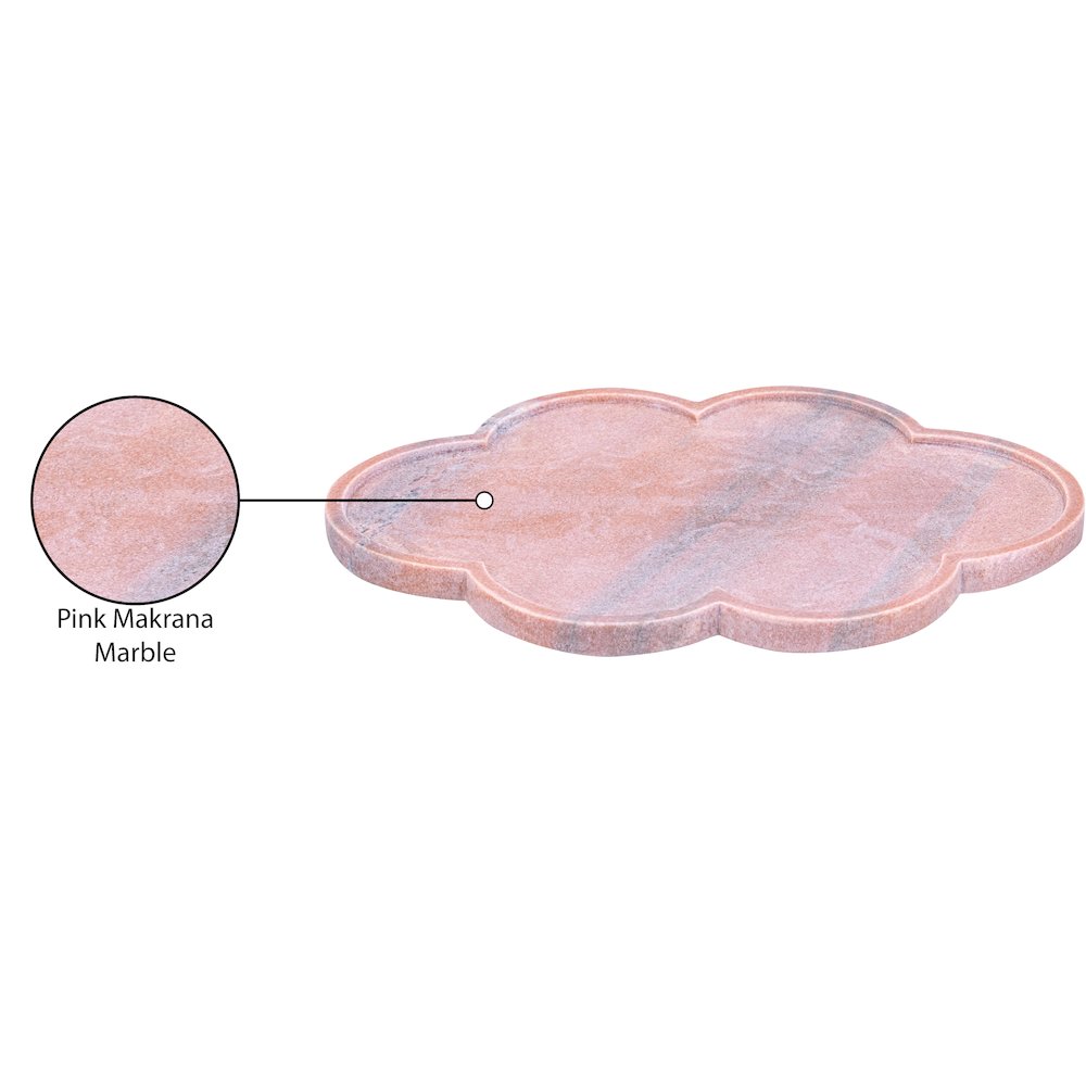 Rimini Pink Clover Shaped Marble Tray. Picture 3