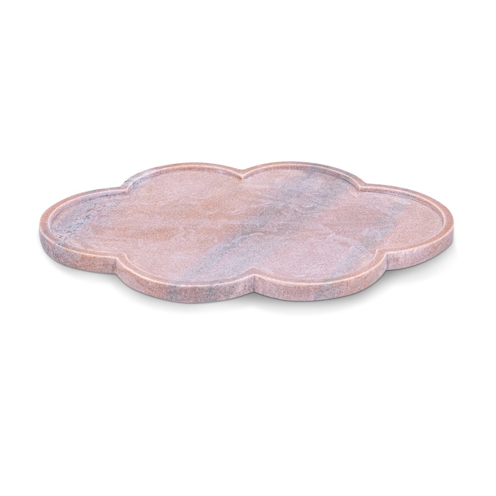 Rimini Pink Clover Shaped Marble Tray. Picture 1