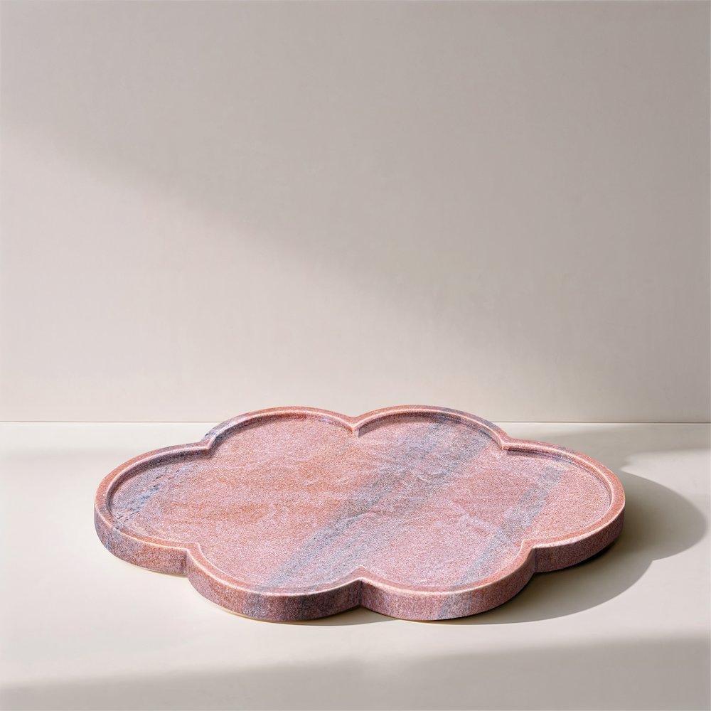 Rimini Pink Clover Shaped Marble Tray. Picture 4