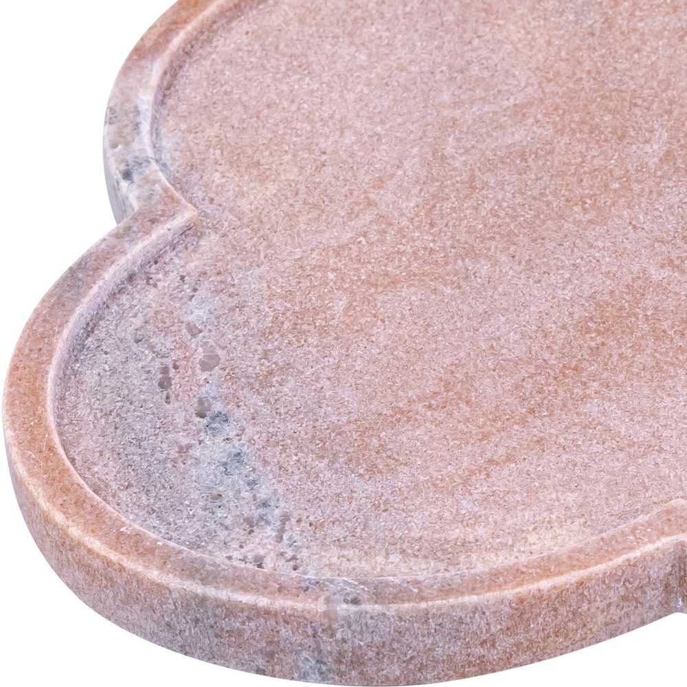 Rimini Pink Clover Shaped Marble Tray. Picture 2