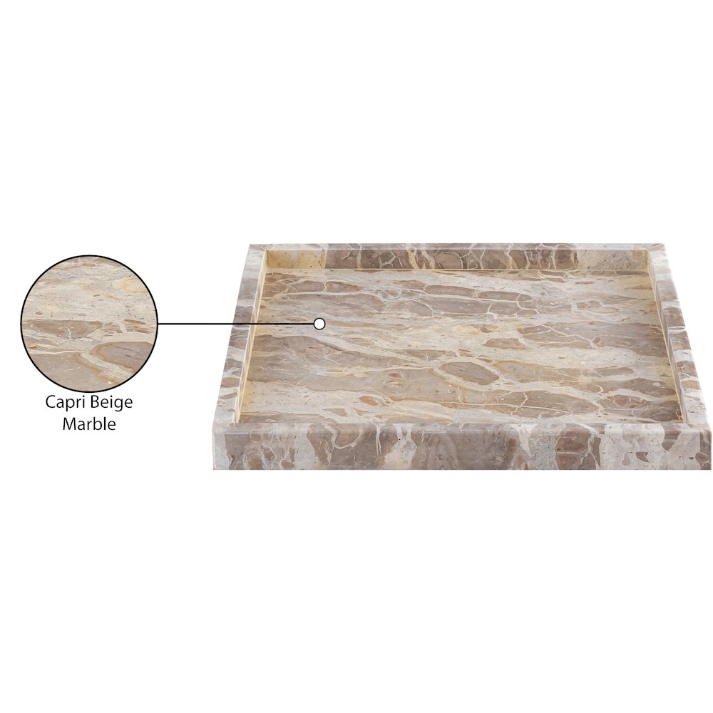 Barletta Beige Square Marble Tray. Picture 3