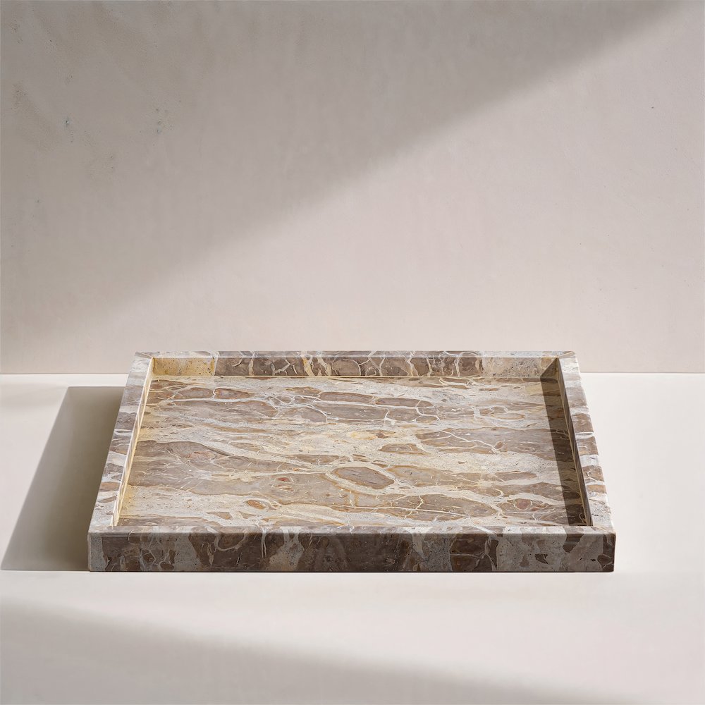 Barletta Beige Square Marble Tray. Picture 4