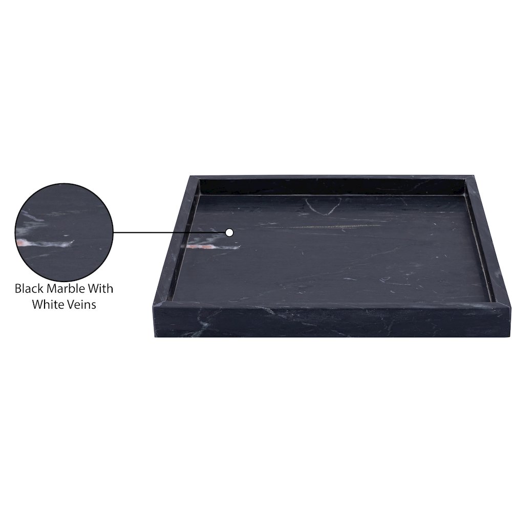 Barletta Black Square Marble Tray. Picture 3