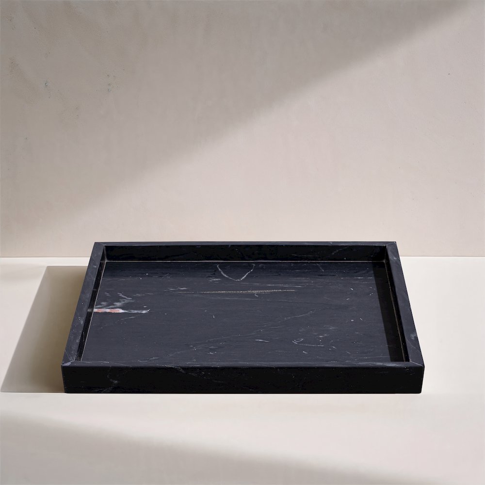 Barletta Black Square Marble Tray. Picture 4