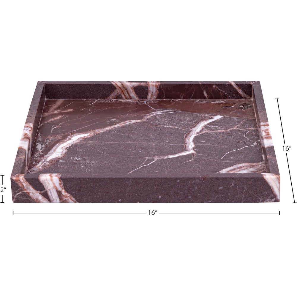 Barletta Cherry Square Marble Tray. Picture 5