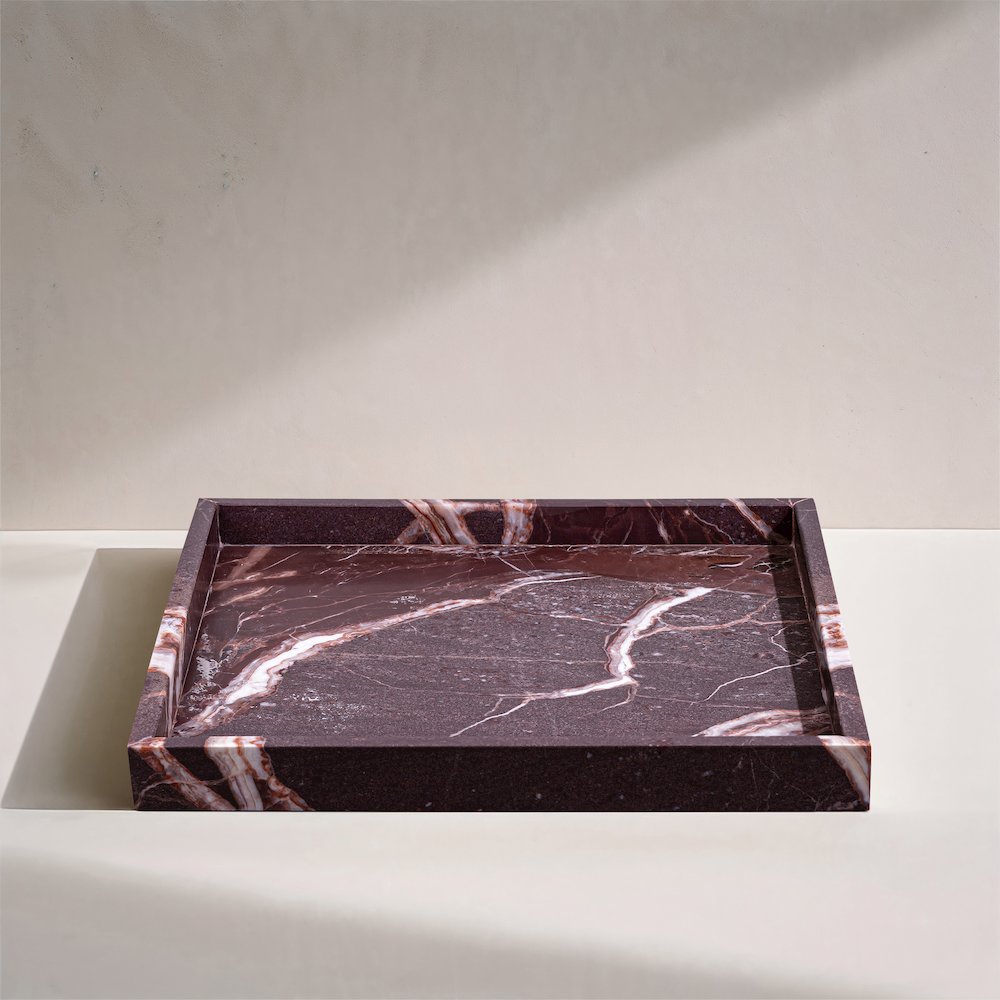 Barletta Cherry Square Marble Tray. Picture 4