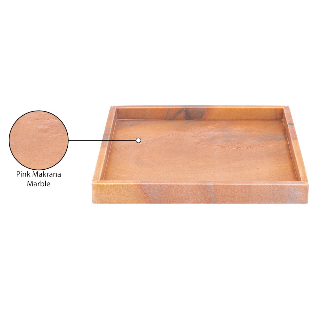 Barletta Pink Square Marble Tray. Picture 3