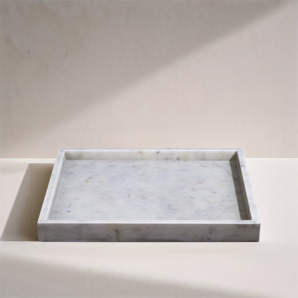 Barletta White Square Marble Tray. Picture 4