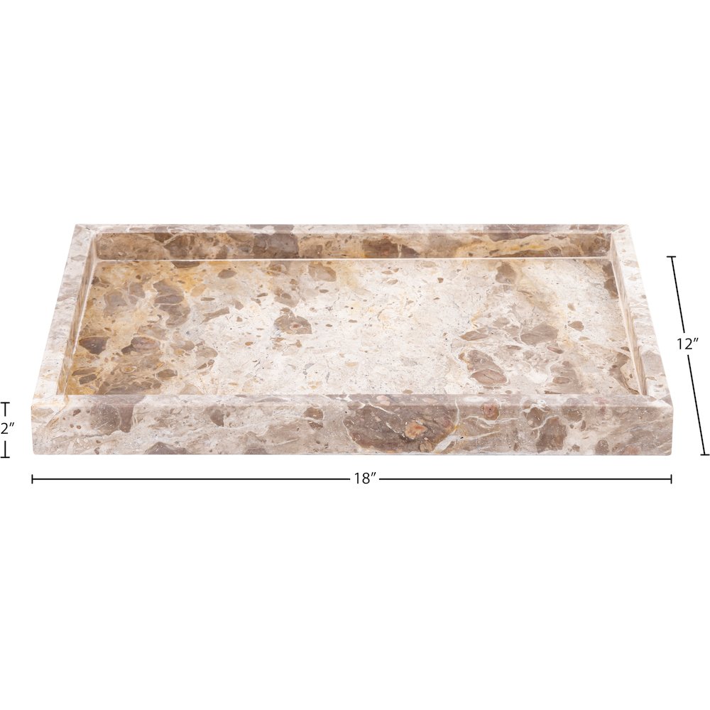 Barletta Beige Rectangular Marble Tray. Picture 5