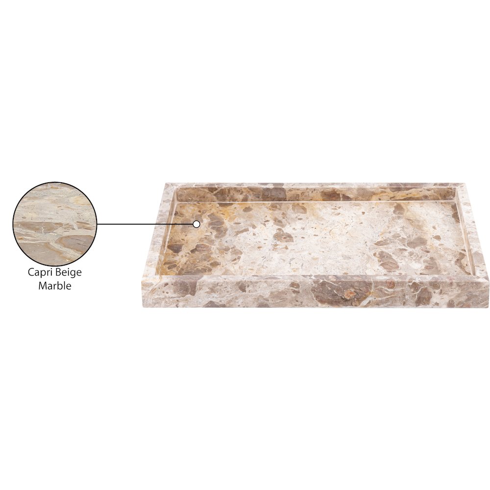 Barletta Beige Rectangular Marble Tray. Picture 3