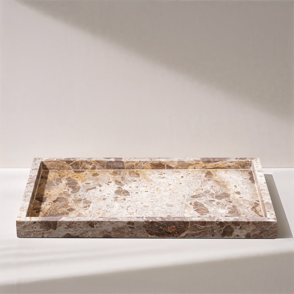 Barletta Beige Rectangular Marble Tray. Picture 4