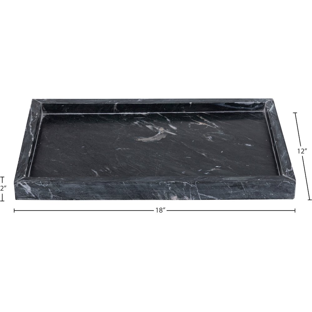 Barletta Black Rectangular Marble Tray. Picture 5