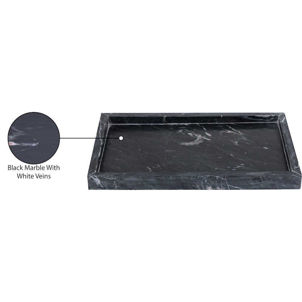 Barletta Black Rectangular Marble Tray. Picture 3