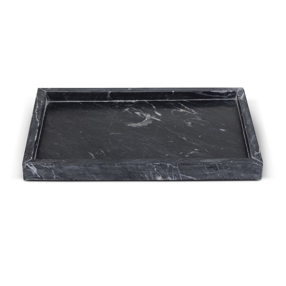 Barletta Black Rectangular Marble Tray. Picture 1