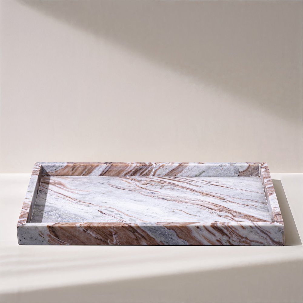 Barletta Brown Rectangular Marble Tray. Picture 4