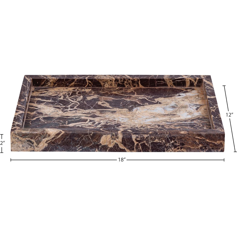 Barletta Cherry Rectangular Marble Tray. Picture 5