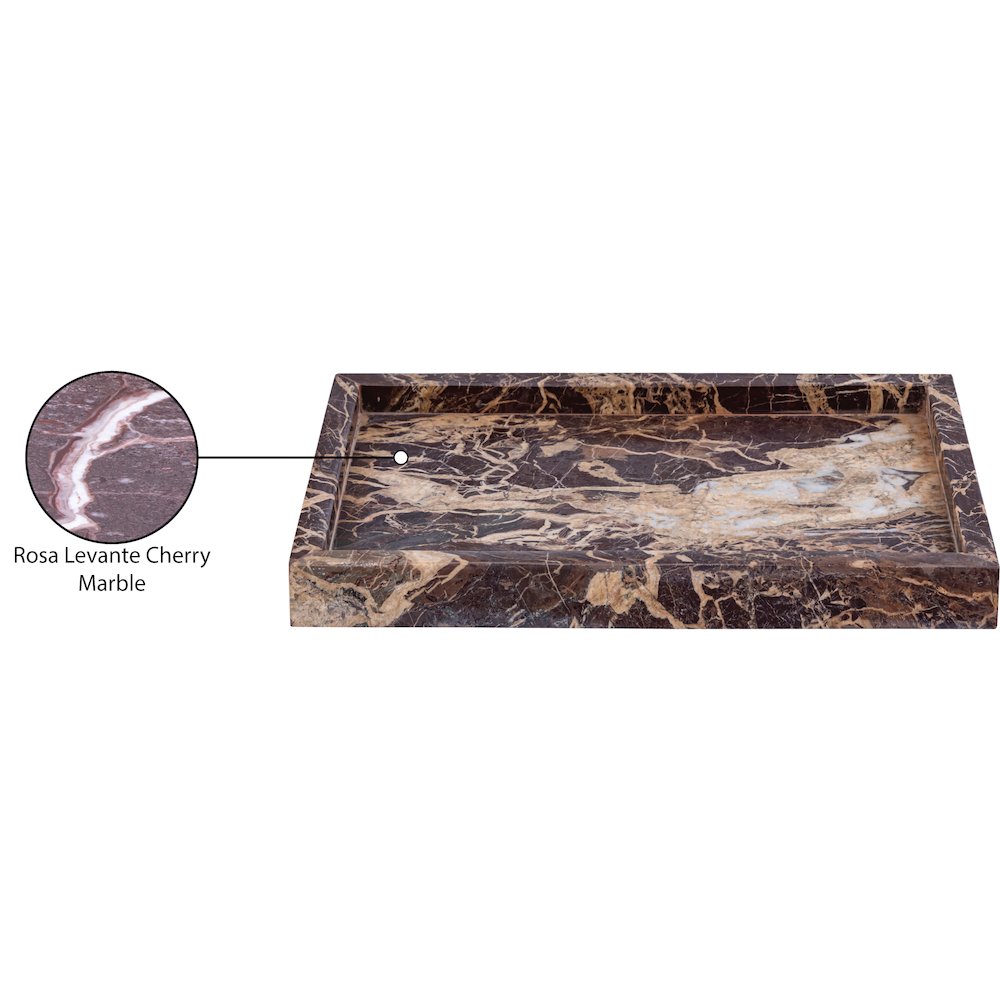 Barletta Cherry Rectangular Marble Tray. Picture 3