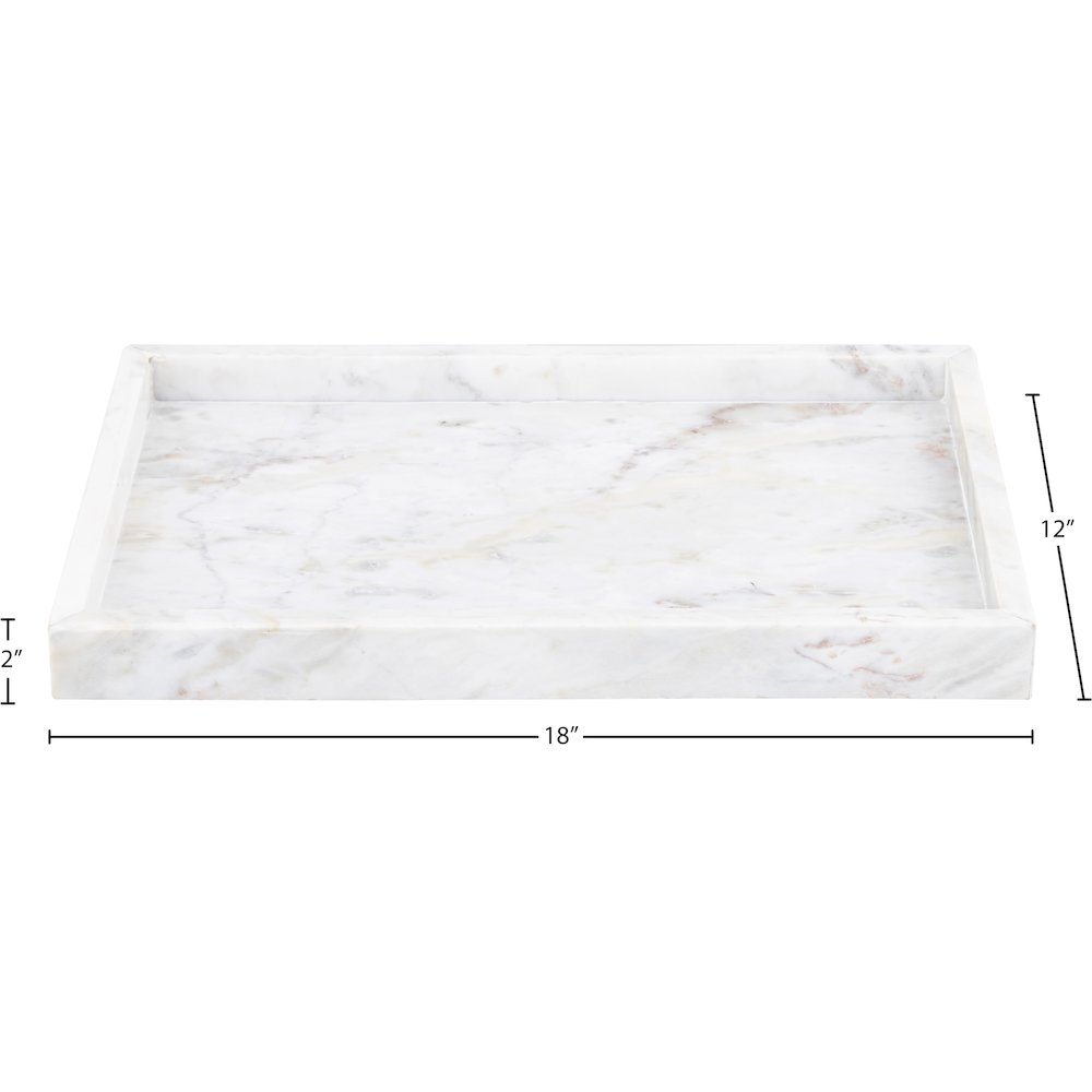 Barletta White Rectangular Marble Tray. Picture 5