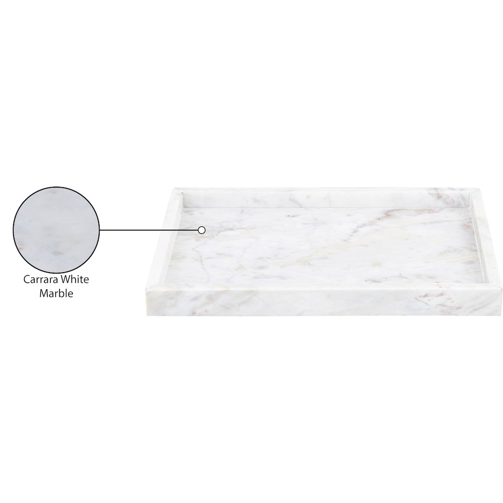 Barletta White Rectangular Marble Tray. Picture 3