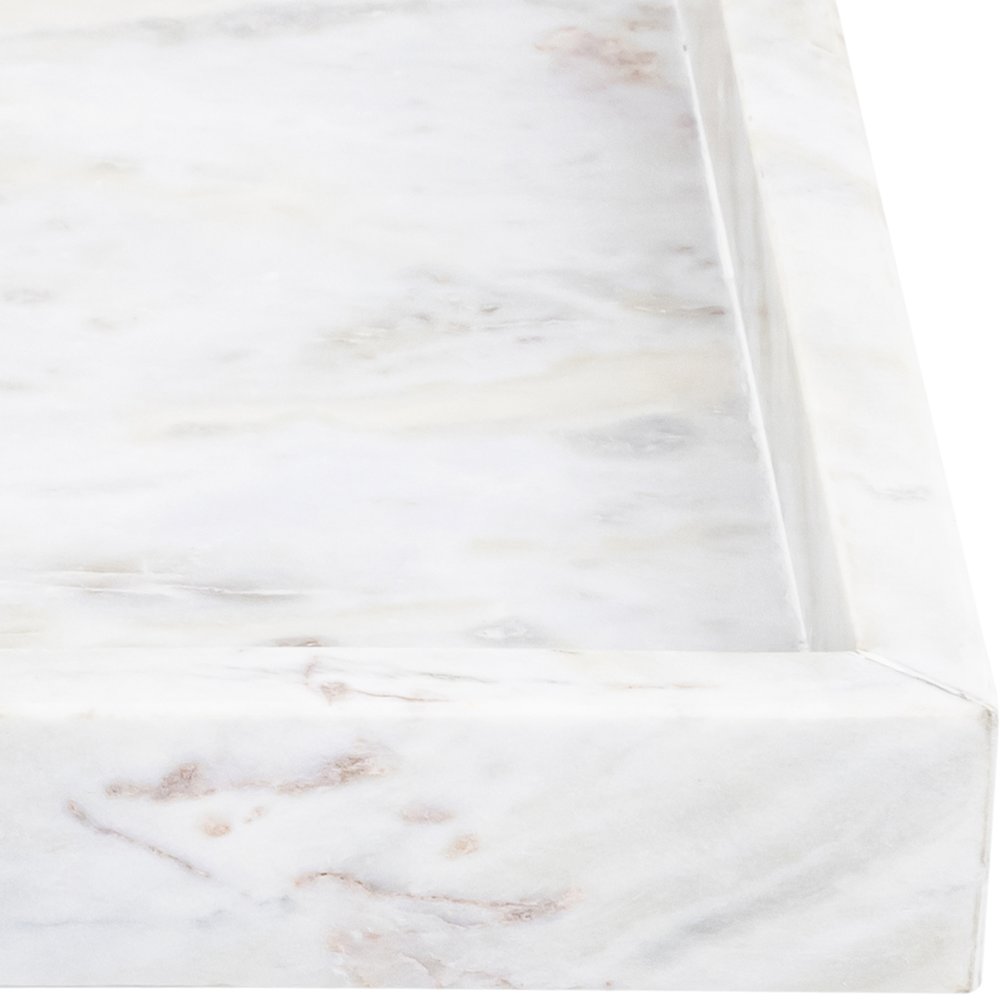 Barletta White Rectangular Marble Tray. Picture 2