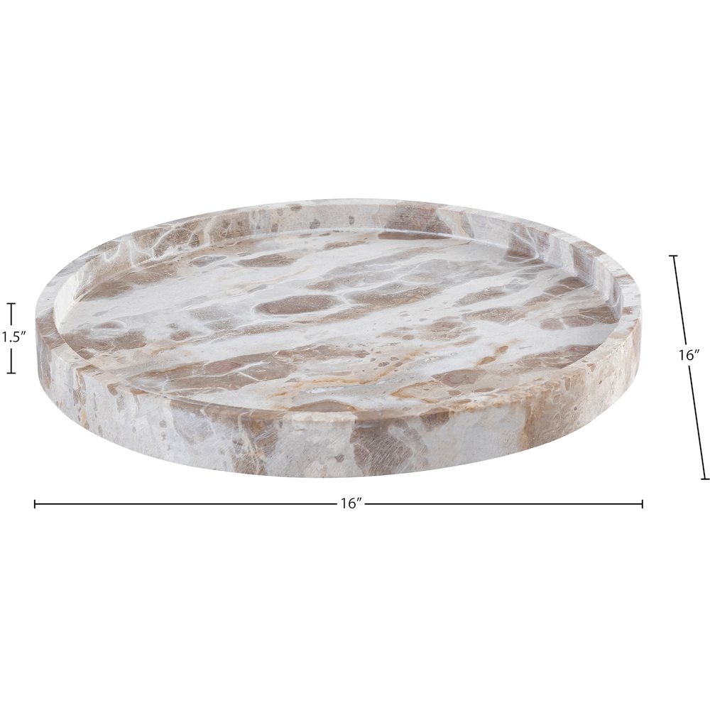 Barletta Beige Round Marble Tray. Picture 5